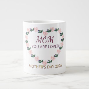 Caneca De Café Grande Coração de Peônia Amor da Manhã para Mamãe