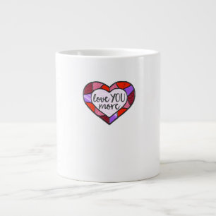 Caneca De Café Grande Coração de Vidro Mosaico Artístico Ama Você Mais