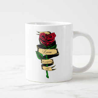 Caneca De Café Grande Coração em Forma de Rosa Vermelha Feminina Conquis