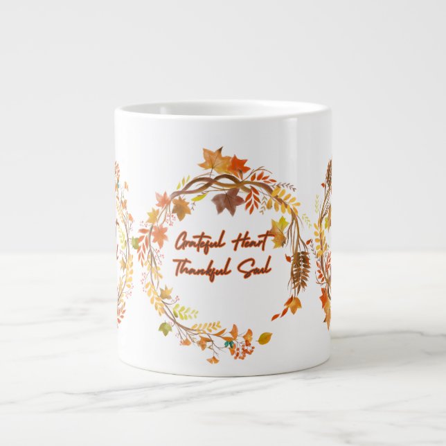 Caneca De Café Grande Coração Grato Alma Agradecida (Frente)