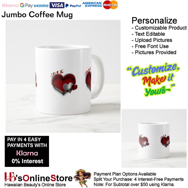 Caneca De Café Grande Coração Magic White Jumbo Mug (Love Heart Jumbo Coffee Mug with White Background.
)