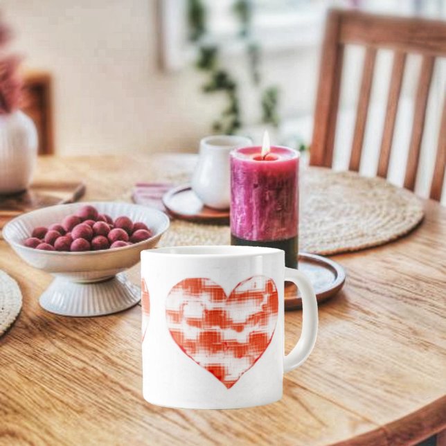 Caneca De Café Grande Coração Marmoreado (Enjoy your favorite hot beverage in your lovely Marbled Heart Giant Coffee Mug!)