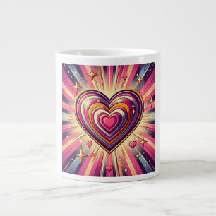 Caneca De Café Grande Coração/Namorados de pop art dos anos 70