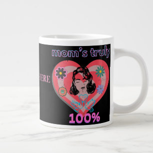 Caneca De Café Grande Coração Retro Rosa Mãe Mamãe Mãe Vintage