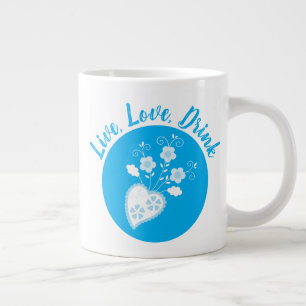 Caneca De Café Grande Coração romântico português azul