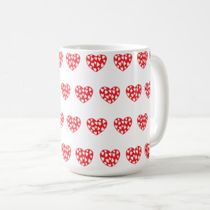 Caneca De Café Grande coração vermelho com pequenos corações