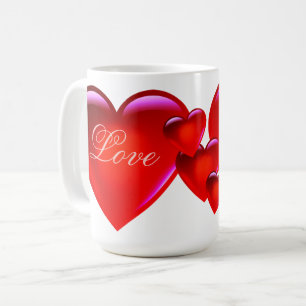 Caneca De Café Grande coração vermelho de amor/muito coração de a