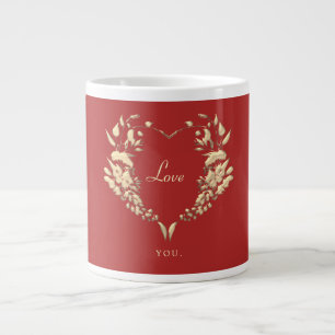 Caneca De Café Grande Coração Vermelho Fofo Amor