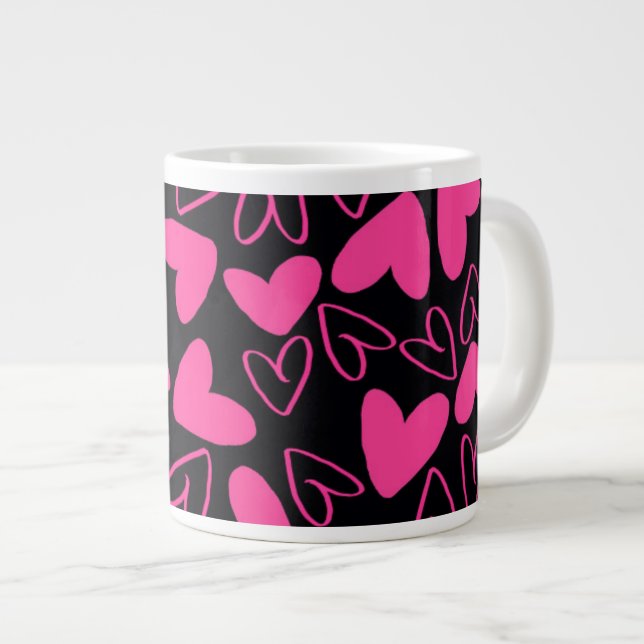 Caneca De Café Grande Corações (Frente Esquerda)