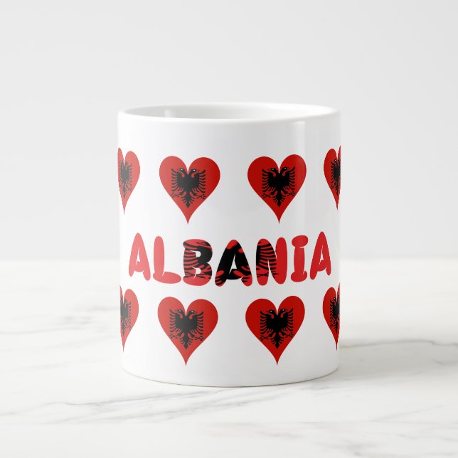 Caneca De Café Grande Corações albaneses (Frente)