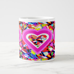 Caneca De Café Grande Corações amorosos brilhantes em um padrão de mosai