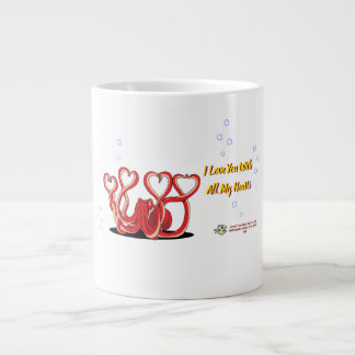 Caneca De Café Grande Corações de Octopus do dia de os namorados