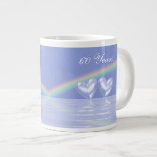 Caneca De Café Grande Corações Diamantes do 60º Aniversário