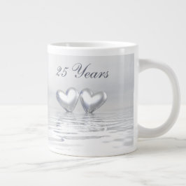 Caneca De Café Grande Corações do Aniversário de Prata