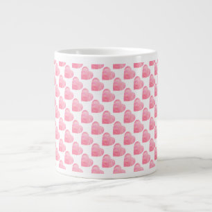 Caneca De Café Grande Corações Rosa