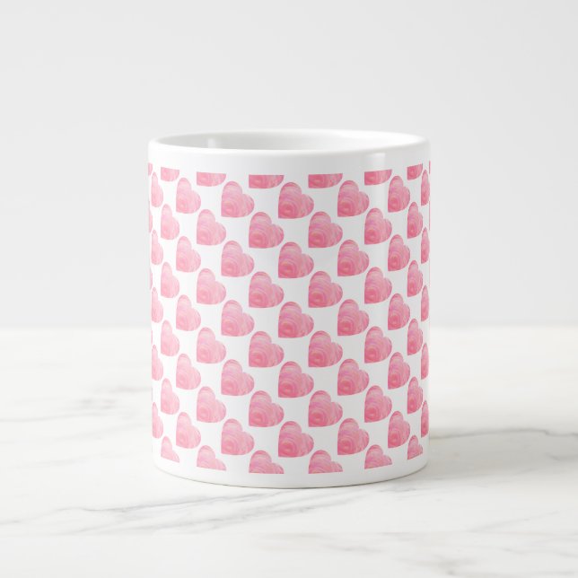 Caneca De Café Grande Corações Rosa (Frente)