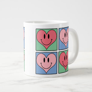 Caneca De Café Grande Corações Sorridentes do Dia dos Namorados, Eu Te A