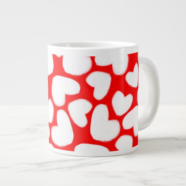 Caneca De Café Grande Corações tirados 2014 (Frente Esquerda)