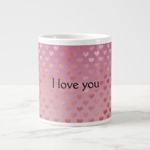 Caneca De Café Grande Corações Vermelhas Rosa