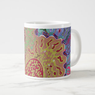 Caneca De Café Grande "Coral" Abstrato Art