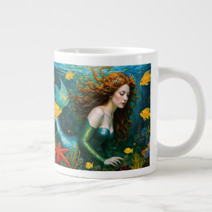 Caneca De Café Grande "Coralyn" - Linda Sereia Mística