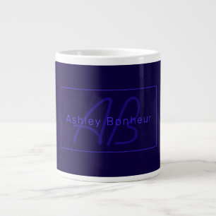 Caneca De Café Grande Cores Modernas do Deep Purple Nome e Monograma L