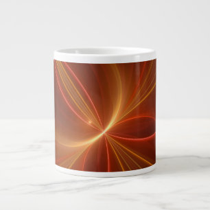 Caneca De Café Grande Cores Quentes Modernas de Arte Fractal Mística Abs