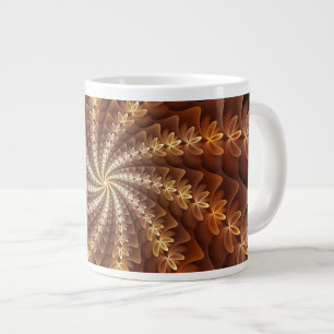 Caneca De Café Grande Cores Quentes, Padrão de Arte Fractal Moderna Trip