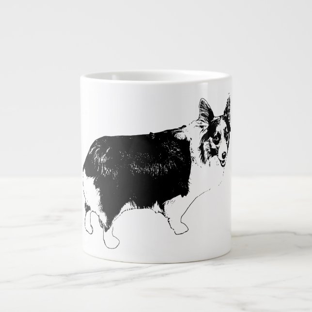 Caneca De Café Grande Corgi Alegre Estrelado (Frente)