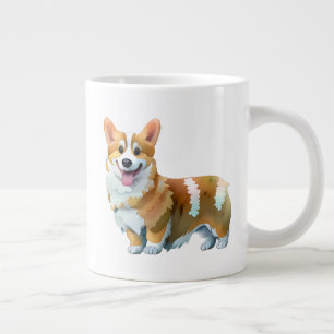 Caneca De Café Grande Corgi de laranja-branca para um humor positivo