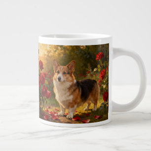 Caneca De Café Grande Corgi nas Rosas V