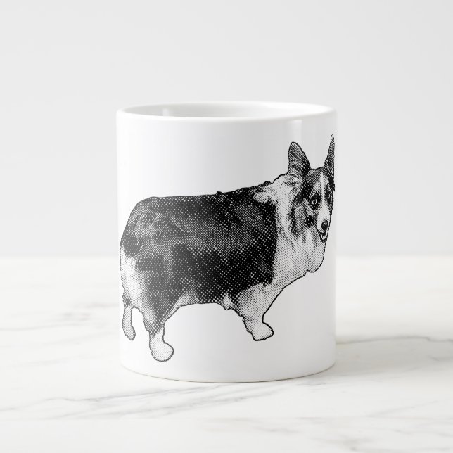 Caneca De Café Grande Corgi Prism Holiday Wink (Frente)