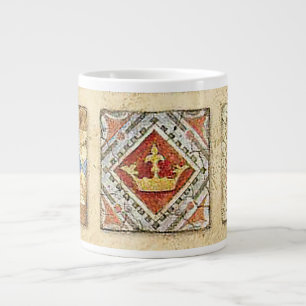 Caneca De Café Grande Coroa de Azulejos Cerâmicos Medieval Fleur De Lis