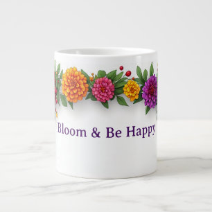 Caneca De Café Grande Coroa de Flores de Dália e Malmequer com Contas Co