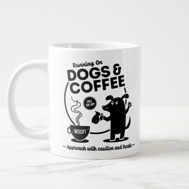 Caneca De Café Grande Correndo com Cachorros e Café (Esquerda)