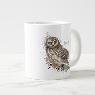 Caneca De Café Grande Coruja-branca,Texto personalizado de natureza de p