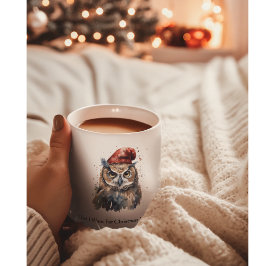 Caneca De Café Grande Coruja Invernal Encantada, personalizada