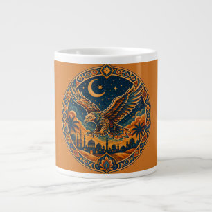 Caneca De Café Grande Coruja Mística Árabe Crescente Lua Arte do Deserto