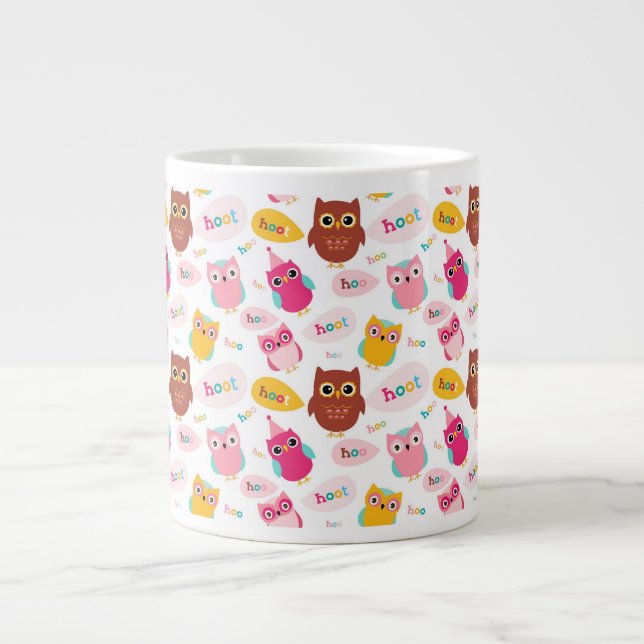 Caneca De Café Grande Corujas de Namorados bonitas (Frente)