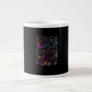 Caneca De Café Grande Corvo F-Caw-F Colorido Neon Gótico Pássaro Engraça