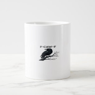 Caneca De Café Grande Corvo F-Caw-F Engraçado Gótico Lua Pássaro Adulto