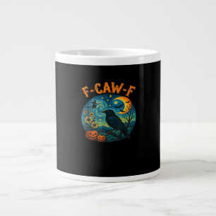Caneca De Café Grande Corvo F-Caw-F Engraçado Halloween Gótico Xadrez