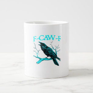 Caneca De Café Grande Corvo F-Caw-F Pássaro Engraçado Design Retro Criat