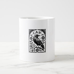 Caneca De Café Grande Corvo, F-Caw-F Pássaro Engraçado Estética Gráfica