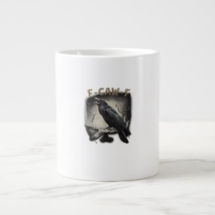 Caneca De Café Grande Corvo, F-Caw-F Pássaro Engraçado Estilo Vintage