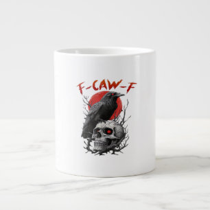 Caneca De Café Grande Corvo, F-Caw-F Pássaro Engraçado F-Caw-F Lua Gótic