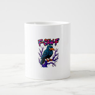 Caneca De Café Grande Corvo, F-Caw-F Pássaro Engraçado Lua Gótico Humor