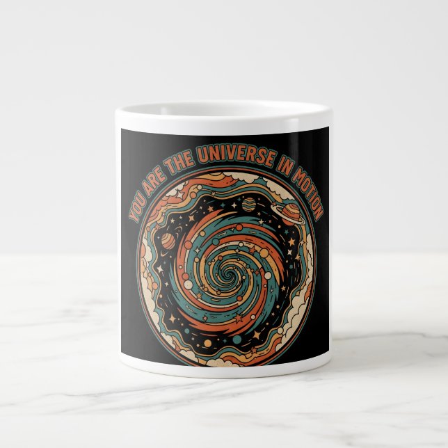 Caneca De Café Grande Cosmic Universe In Motion - Retro Aesthetic Spirit (Frente)
