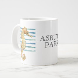 Caneca De Café Grande Costeira de praia de hidrocolorida