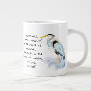 Caneca De Café Grande Cota Inspiradora Azul Heron Excelente de Aquarela